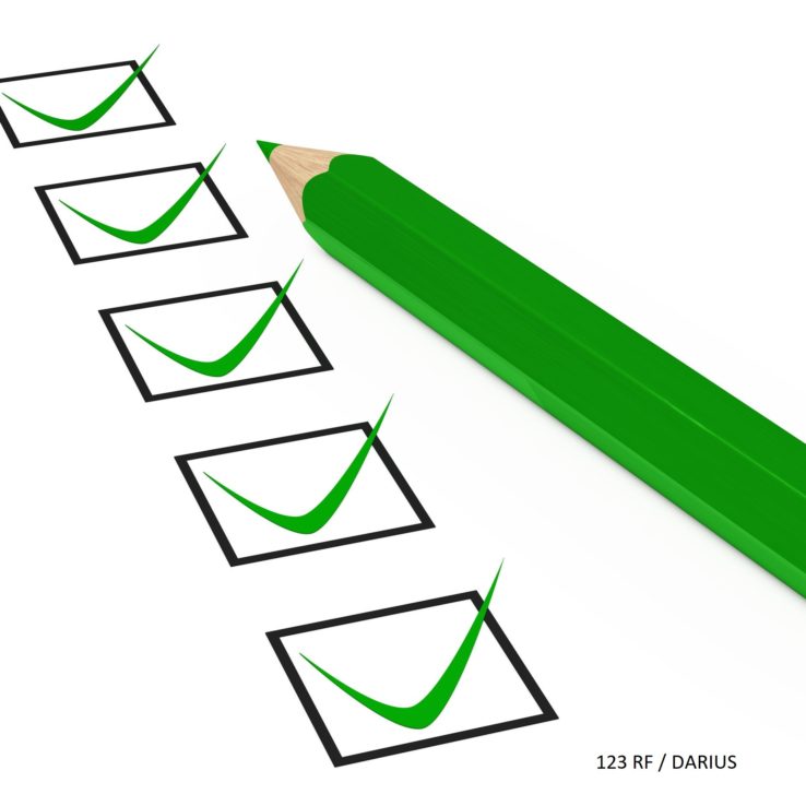 12978324 – green check box tick on white background